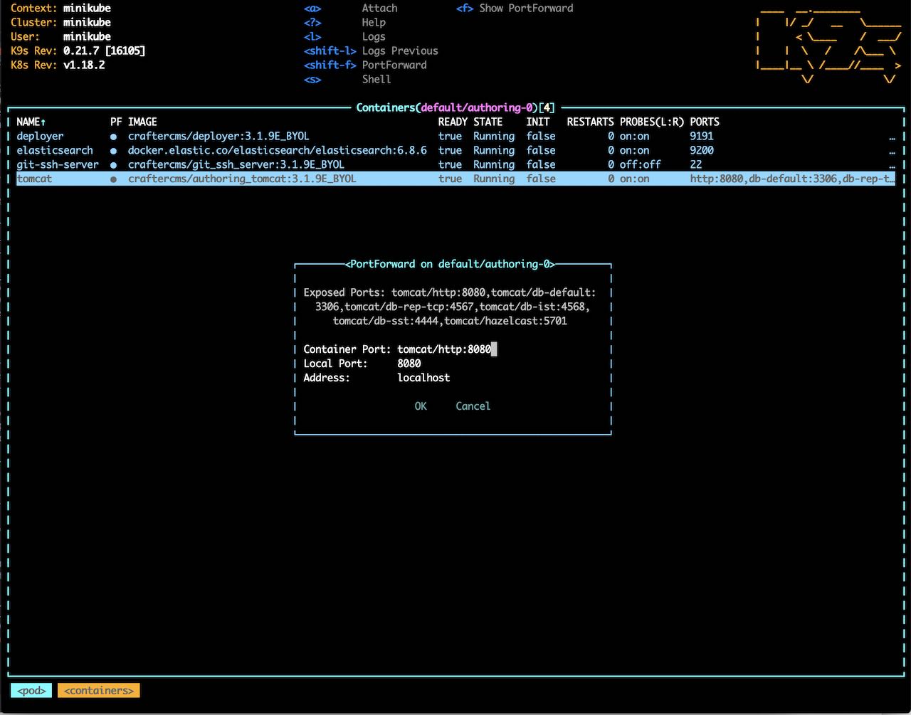 Studio Clustering using Kubernetes deployments - k9s port forward