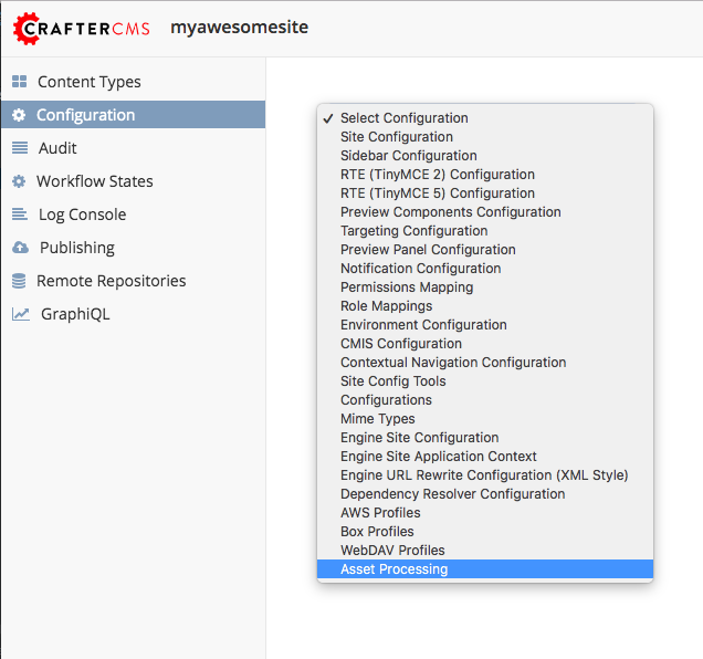 Configurations - Open Asset Processing Configuration