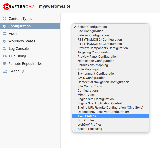 Configurations - Open AWS Profiles Configuration