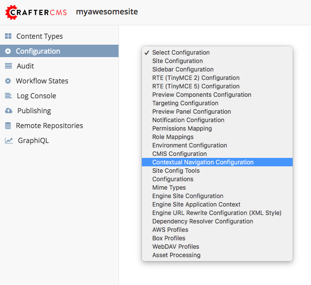 Configurations - Open Contextual Navigation Configuration