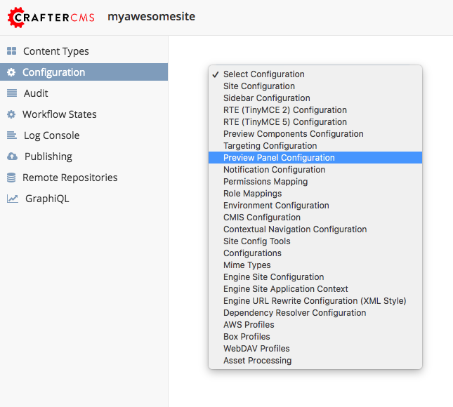 Configurations - Open Preview Panel Configuration