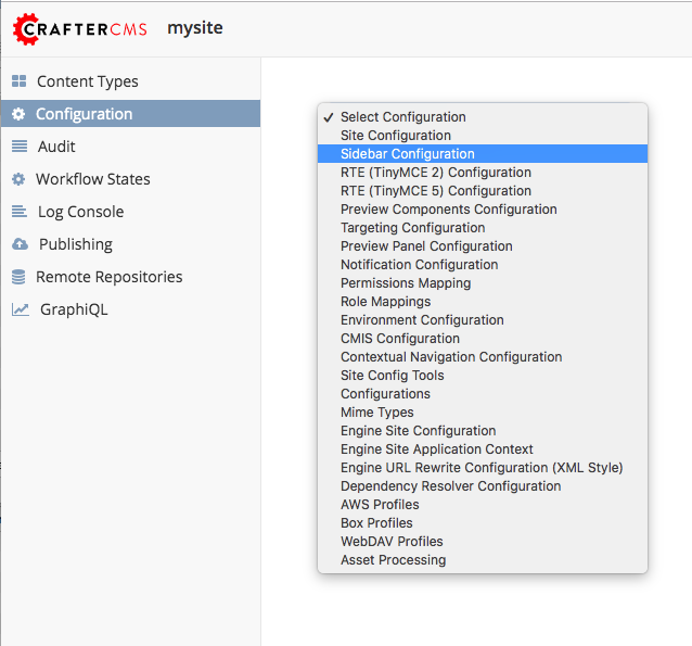 Configurations - Open Sidebar Configuration