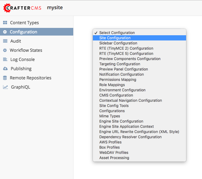 Configurations - Open Site Configuration