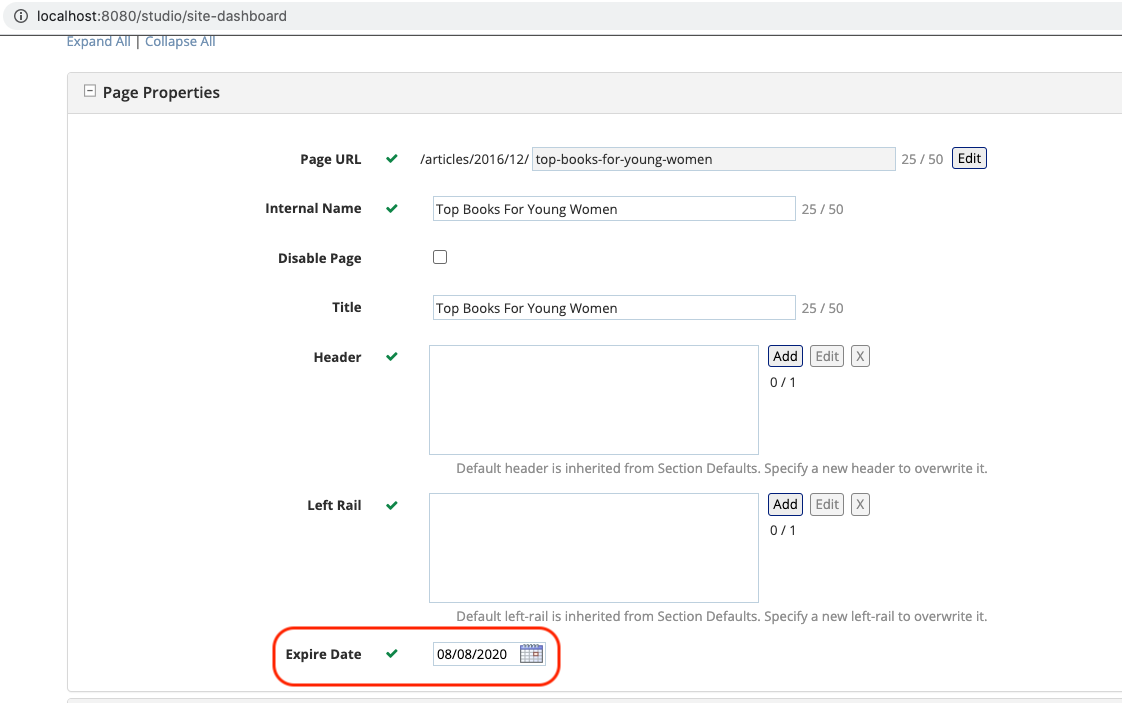 Content Monitoring - Set article to expire the next day