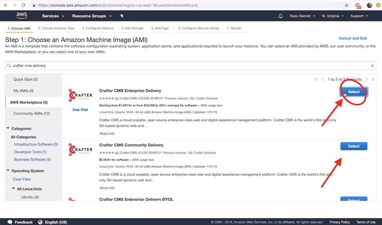 CrafterCMS AWS AMI Delivery Select