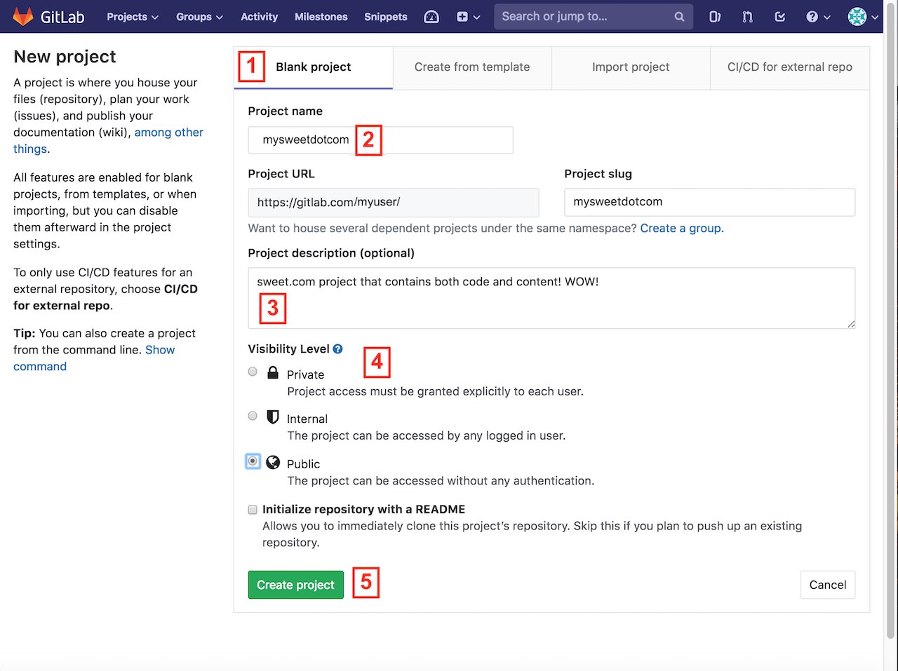 How-Tos - Create a project in GitLab