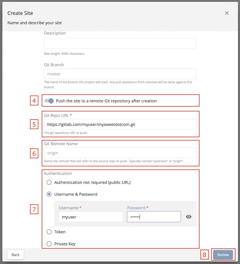 Developer How Tos - Create Site Dialog Walk Through step 3