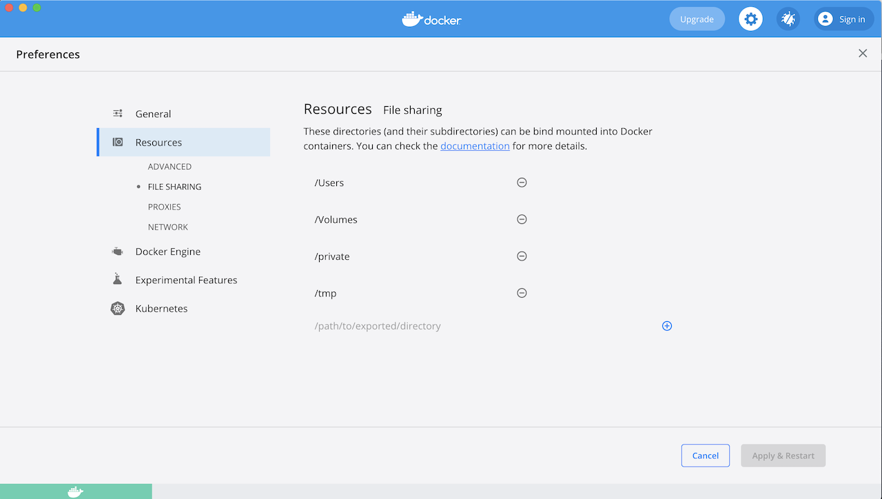 Docker Desktop - File Sharing