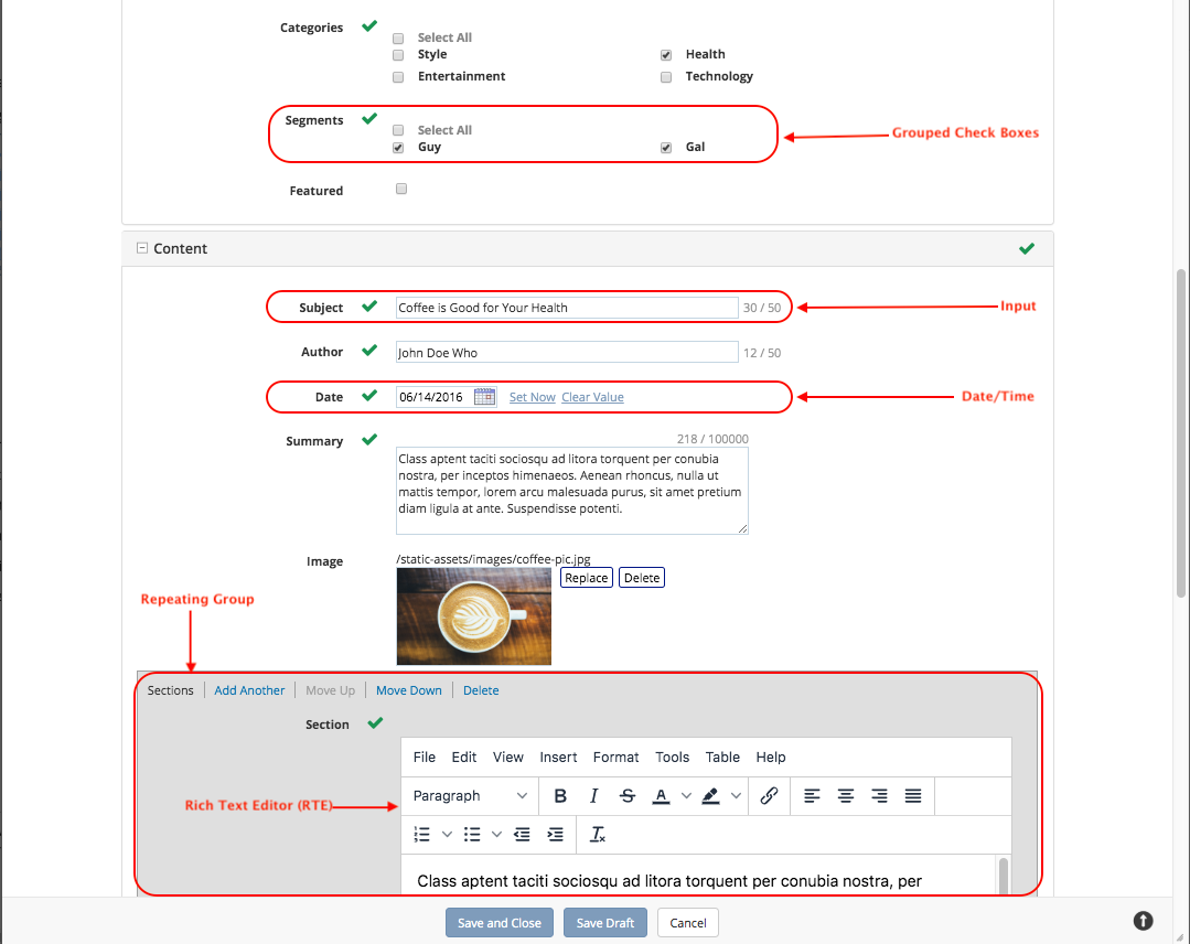 Content Author - Form Controls