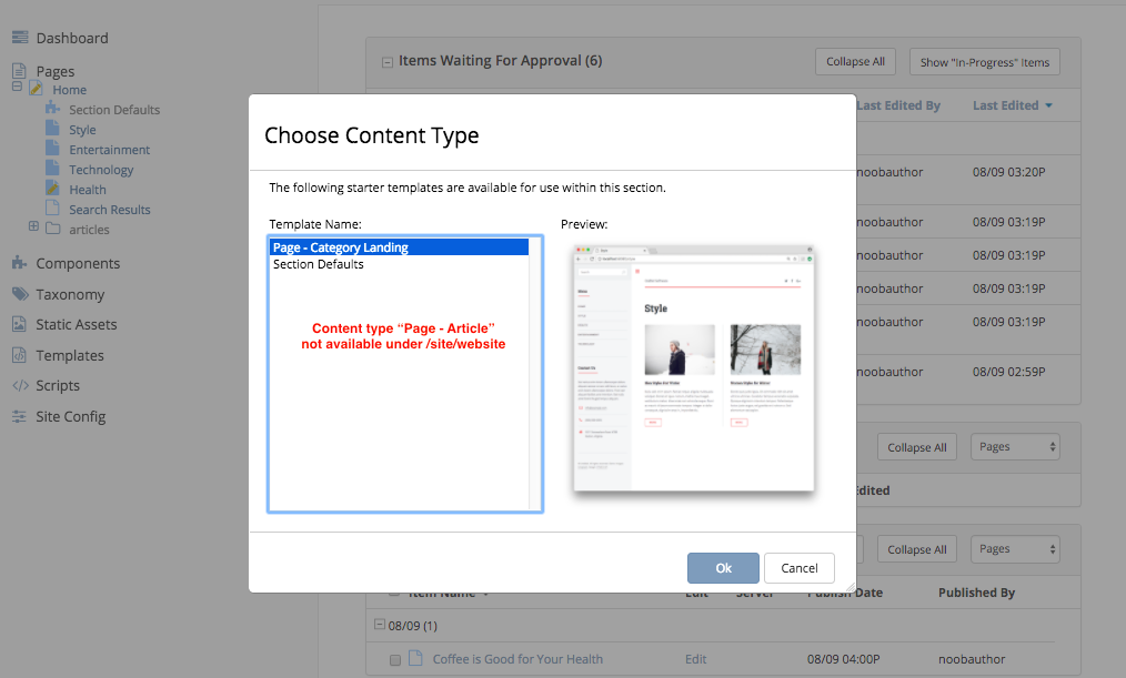 Form Engine Properties Config File "Page - Articles" Not Available