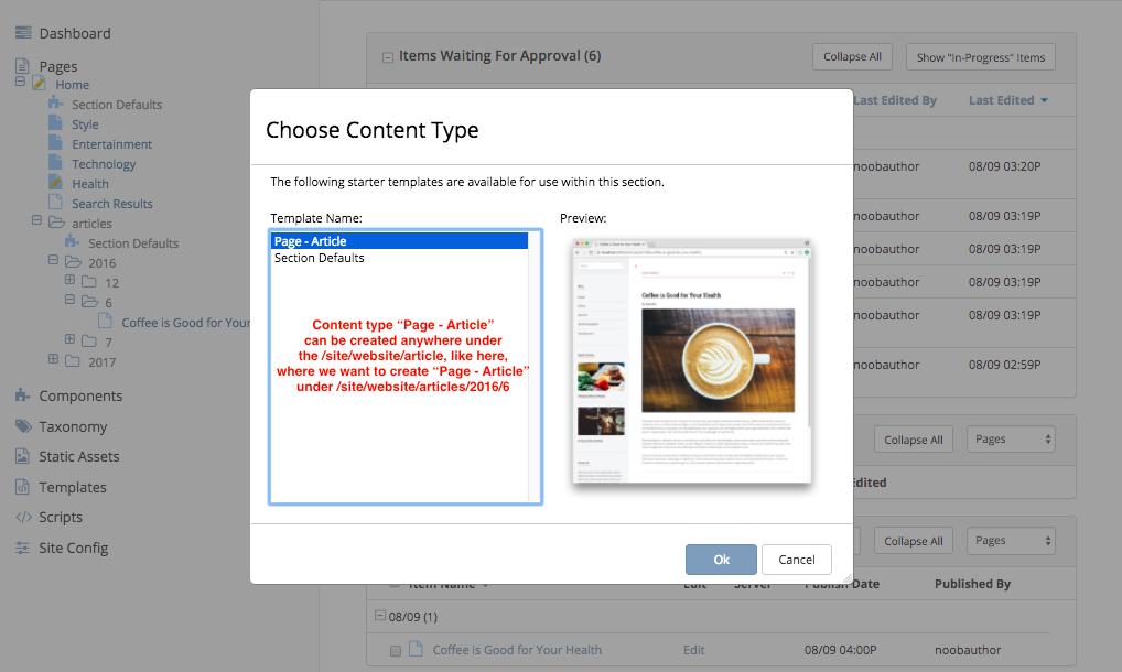 Form Engine Properties Config File "Page - Articles" Available