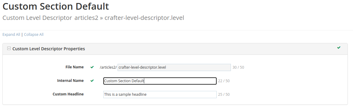 Content Inheritance - New level descriptor create folder