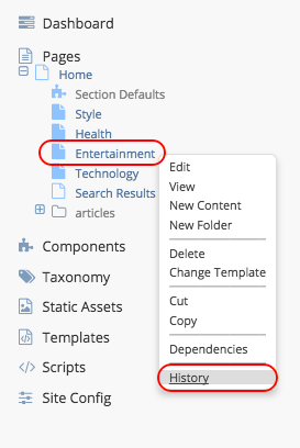 Content Author - Page Access History Tree