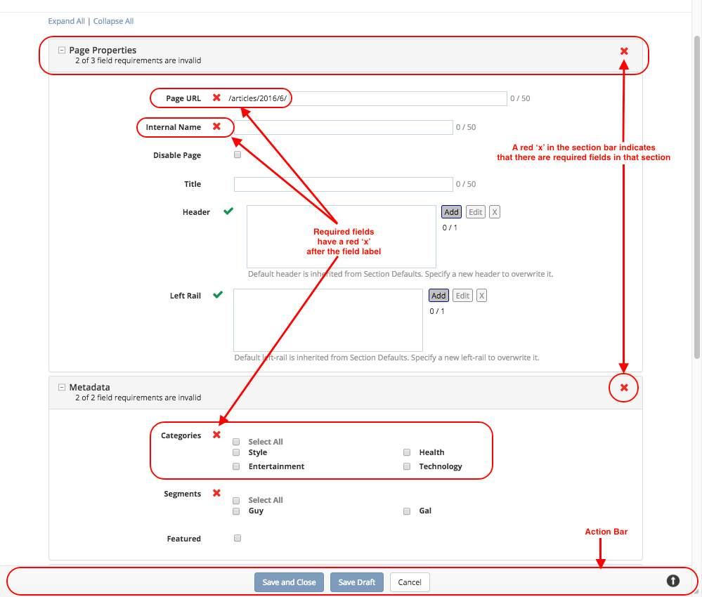 Content Author - Add New Page Open Template