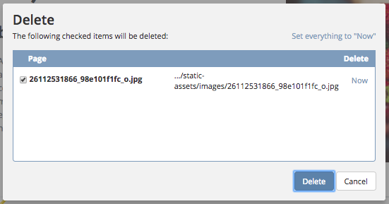 Static Assets - Delete Confirmation Dialog