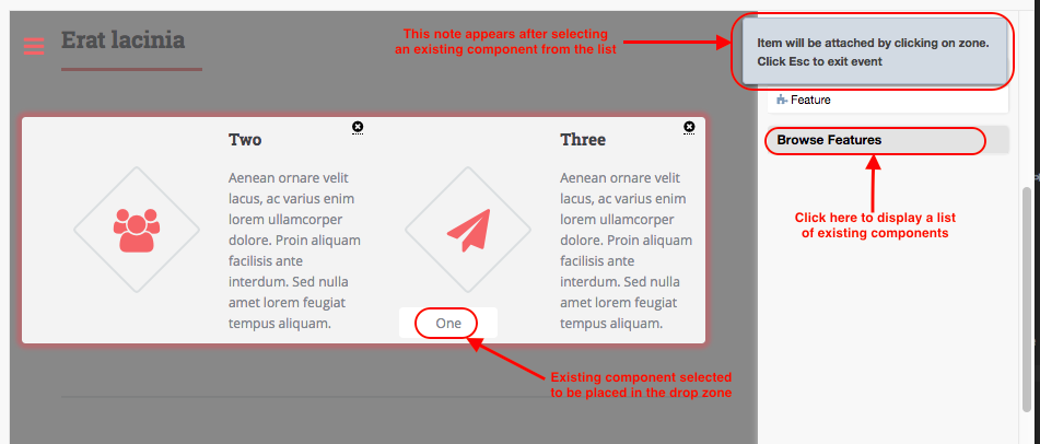 Content Author - Page Components Browse Selected