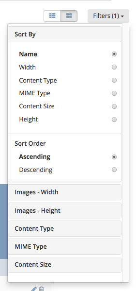 Content Author - Page Search Filters Sort Controls