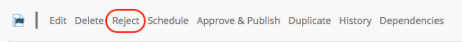 Workflow - Reject request to publish