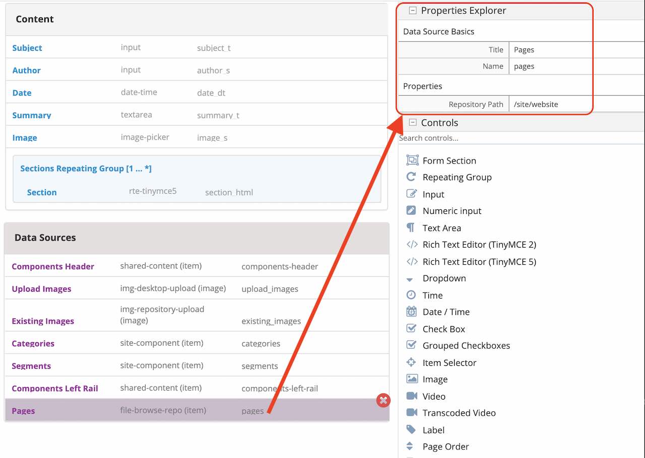 Allow user to browse pages and insert link - data source setup