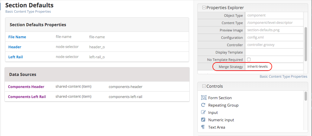 Content Inheritance - Section Defaults Content Type