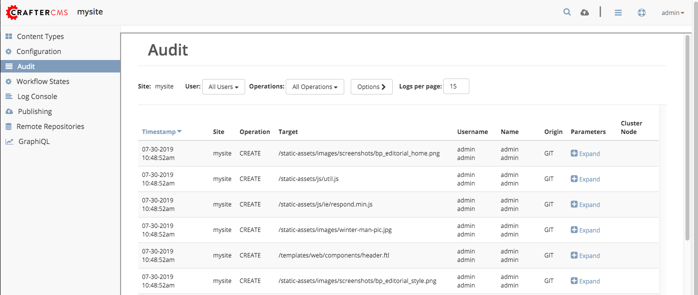 Site Admin - Site Config Audit