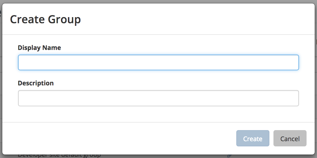Site Config - Groups Create Dialog