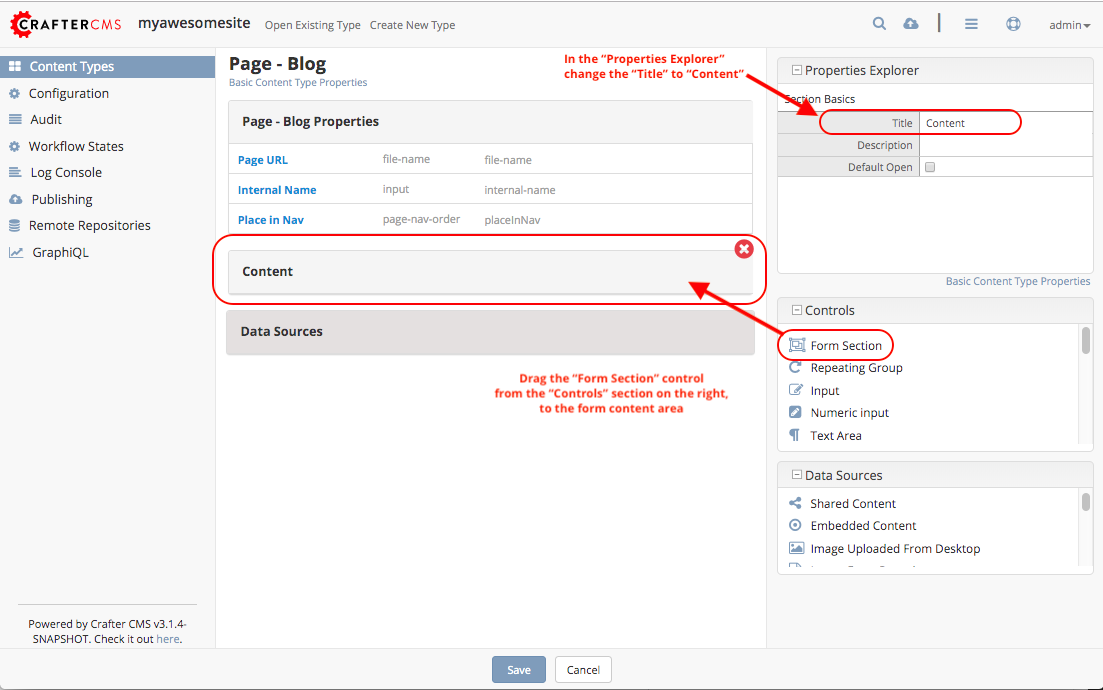 Template Add Form Section to Model