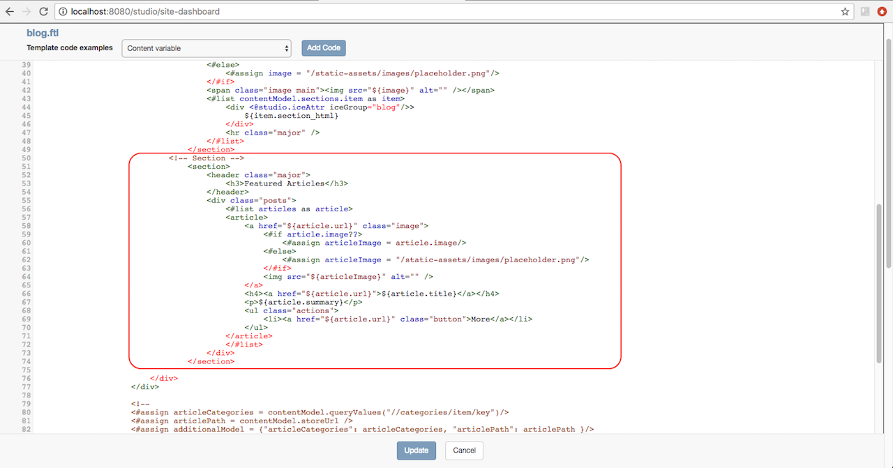 Template Modify FTL to Display Controller Script Output