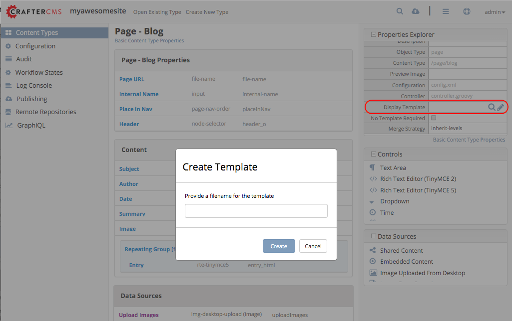 Template Create FTL from Content Type Properties Display Template Field