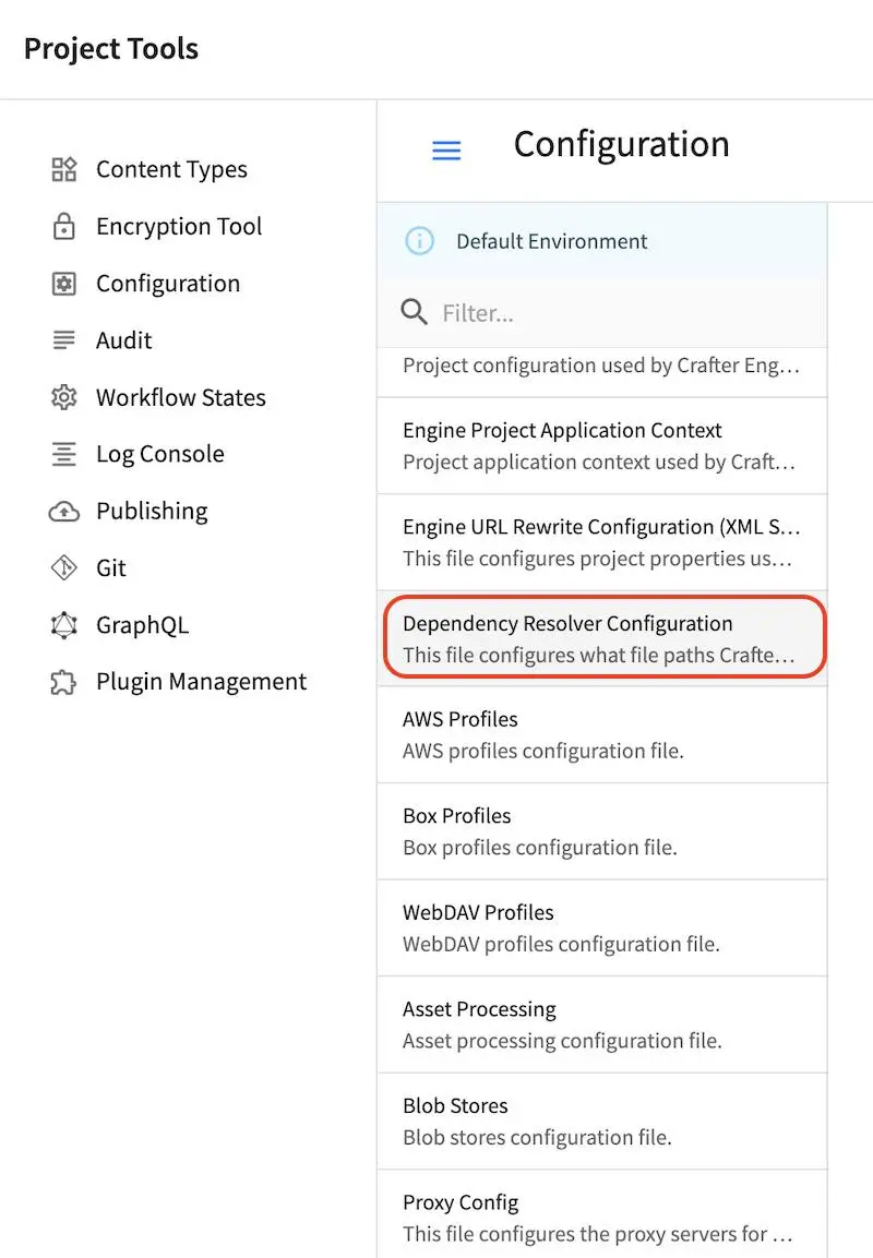 Configurations - Open Dependency Resolver Configuration