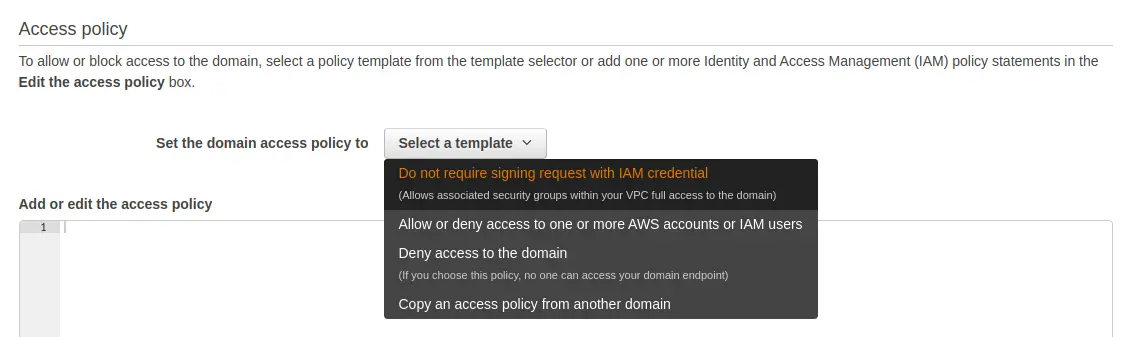 Serverless Site - Elasticsearch Access Policy