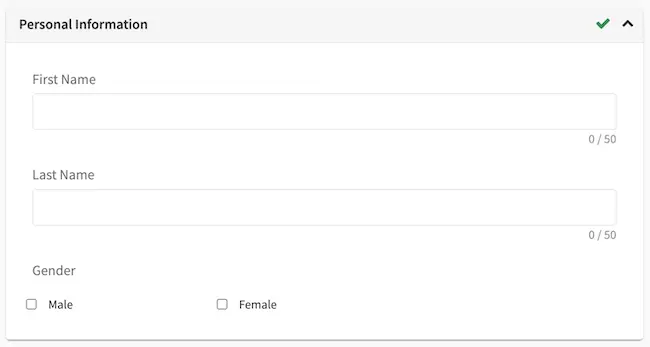 Form Control Form Section Example