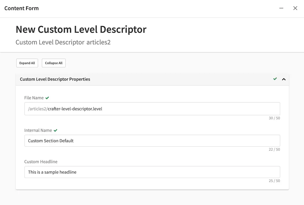 Content Inheritance - New level descriptor create folder