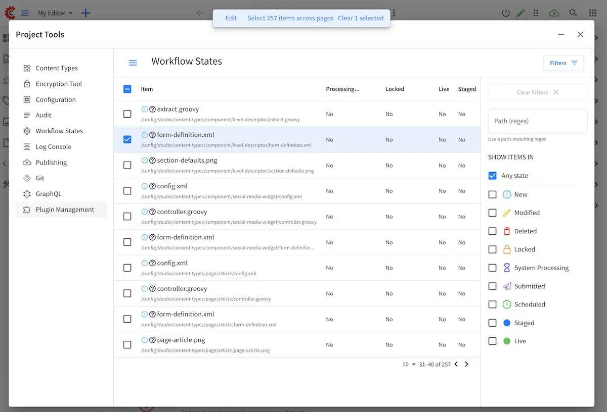 Site Admin - Project Tools Workflow States