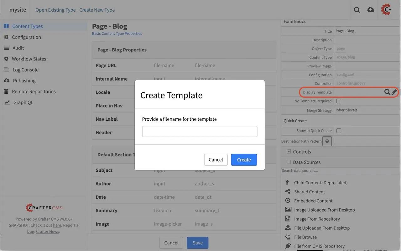 Template Create FTL from Content Type Properties Display Template Field