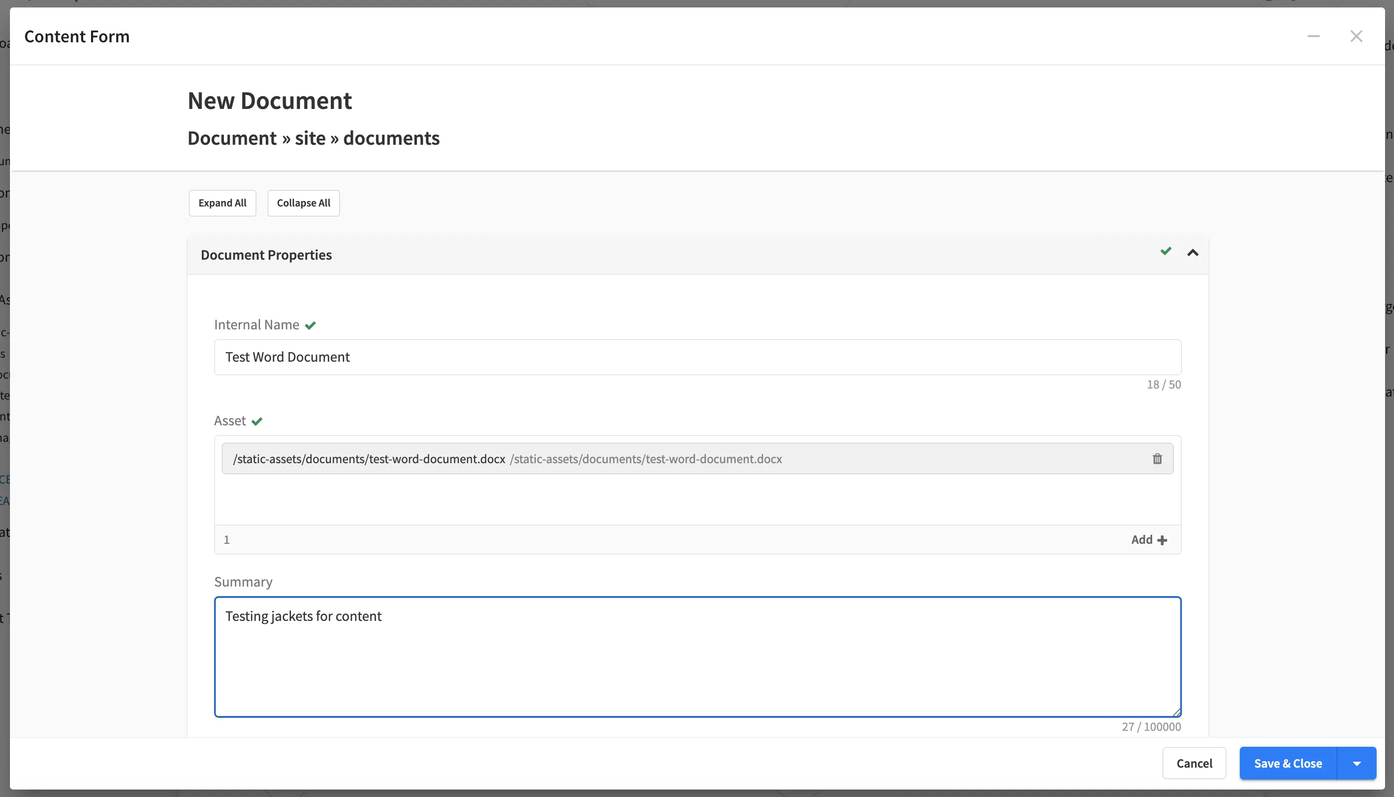 Fill In Form For New Jacket Document