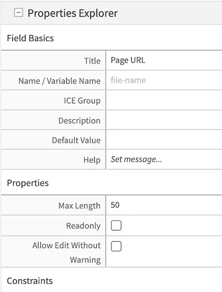 Form Control Filename Properties