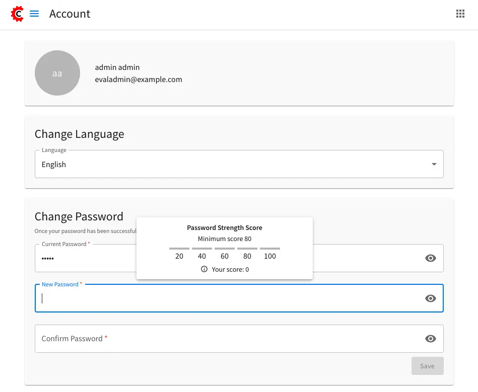 Users - User Settings Dialog to Change Password