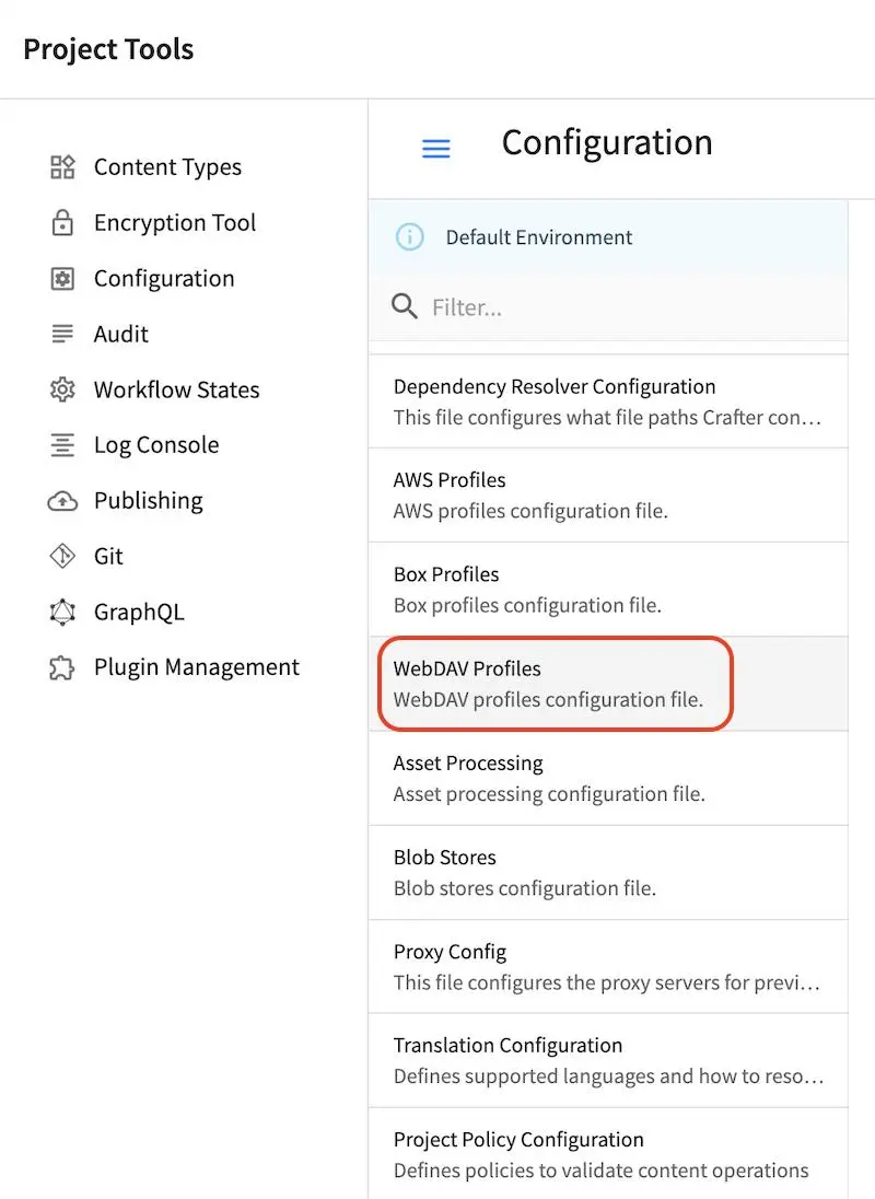 Configurations - Open WebDAV Profiles Configuration