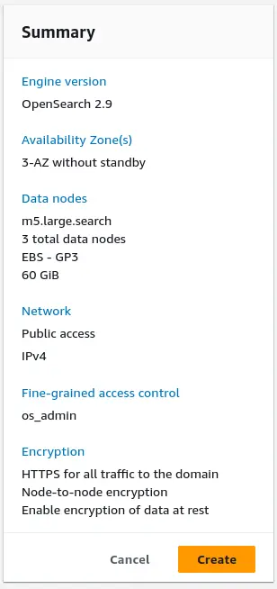 Serverless Site - OpenSearch Domain Summary