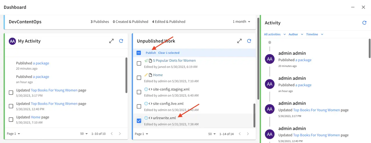 Configurations - Publish URL Rewrite Config File from Dashboard