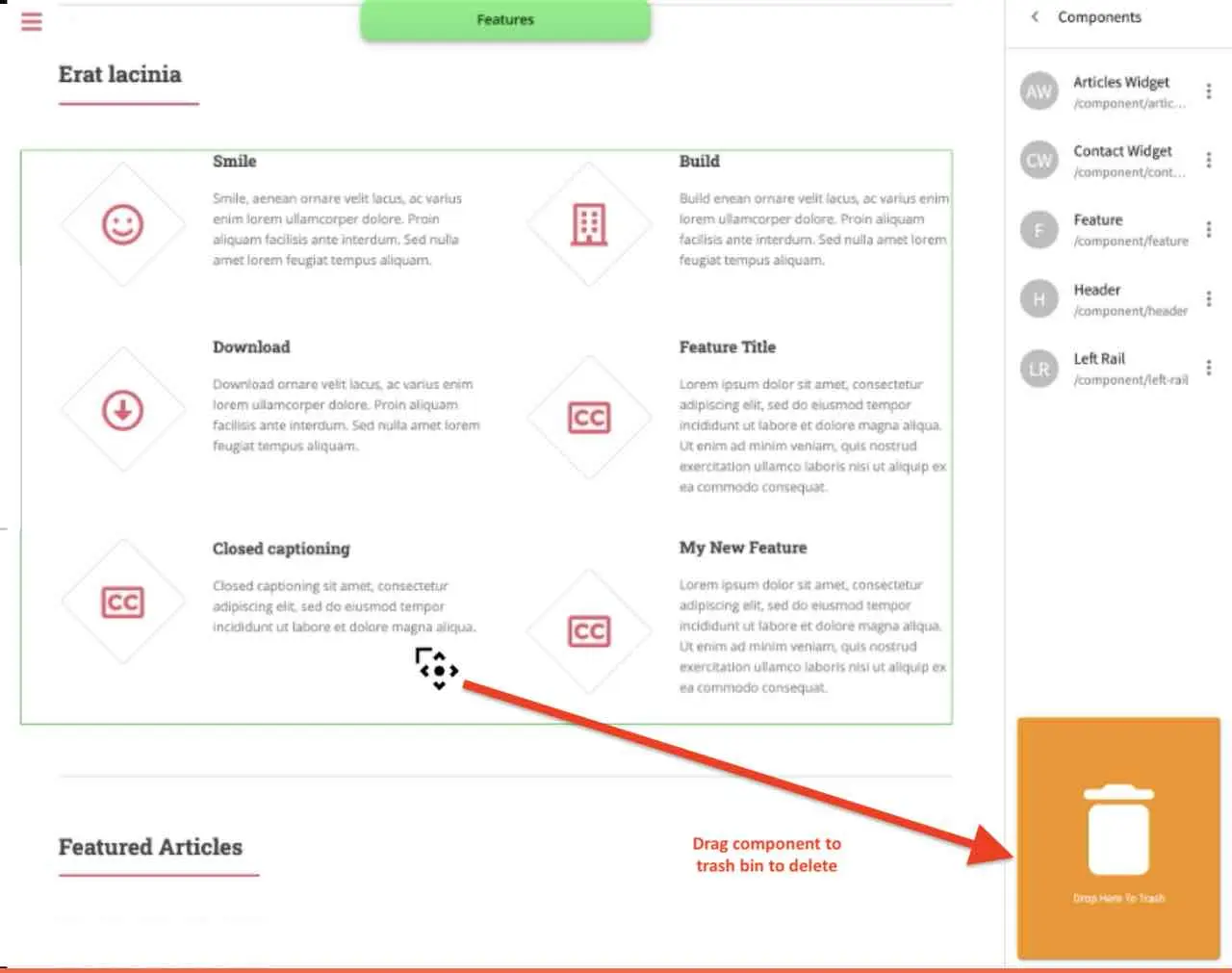 Content Author - Drag and Drop Delete