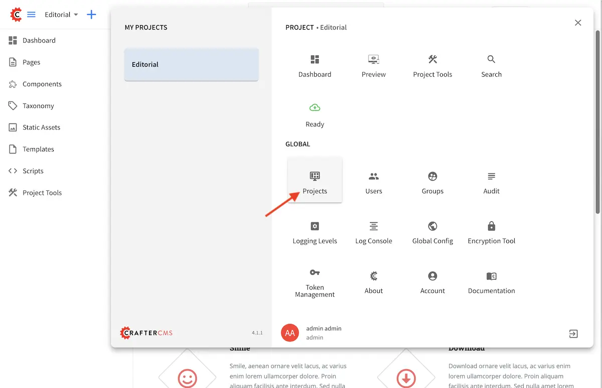 Navigating Studio - Get to My Projects Screen