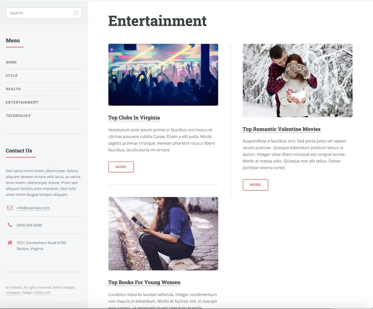 Targeting - Entertainment category landing page with role targeting set to ROLE_user