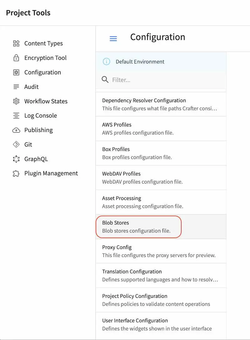 Configurations - Open Blob Stores Configuration