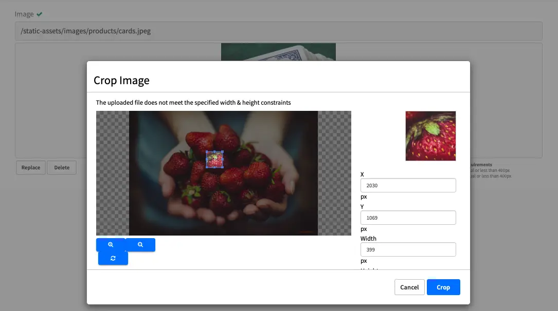 Content Author - Crop Image Dialog