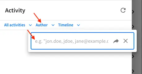 Dashboard example placeholder text in Activity widget