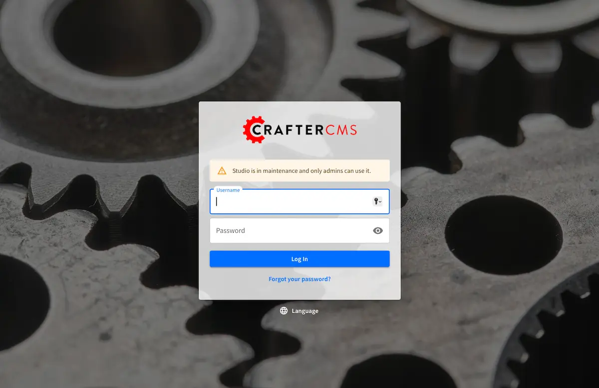 Navigating Studio - Maintenance mode on full screen message