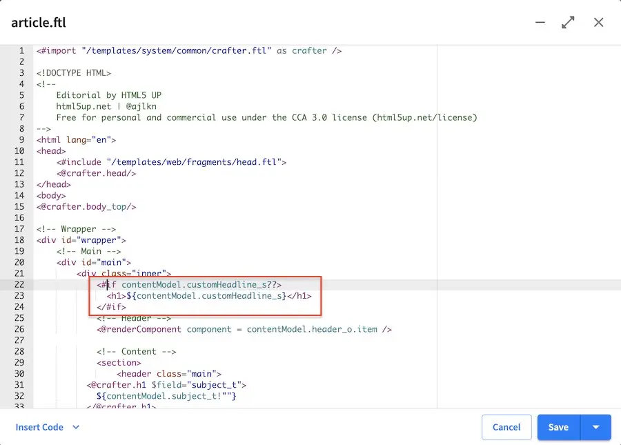 Content Inheritance - New level descriptor update template