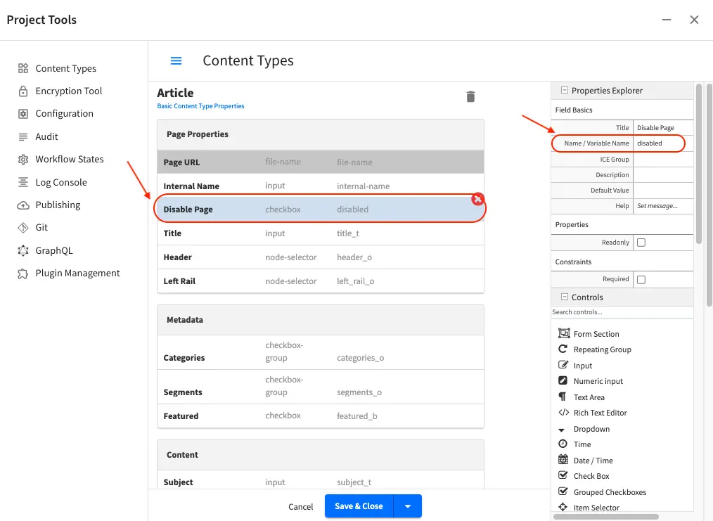 Content Author - Content Type with disabled setup